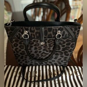 Henri Bendel Lafayette Satchel w/ Crossbody Strap in Leopard, EUC!
